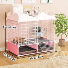 Large Indoor Rabbit Cage Home Nest Space New Style Anti-Urine Splash Automatic Waste Cleaning Rabbit Hutch - Multicolor - View 3