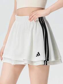 Adidas Clover New Women's Energetic And Lightweight Layered Tennis Skirt (Mini) - White - View 3