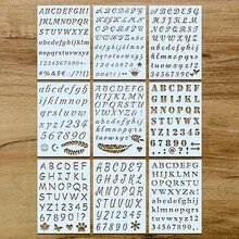 9pcs Letter And Number Stencil Set, 12.7X17.78cm Reusable Plastic Calligraphy Letter Stencils, Suitable For Notebooks, Journals, Scrapbooks, DIY Glass Door Holiday Decoration Painting - Number and Letter Stencil - View 9