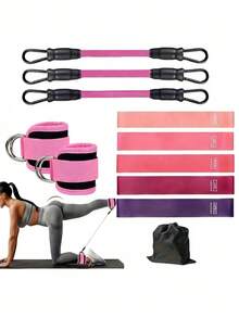 Set Pita Resistensi Pinggul, Termasuk Tali Pergelangan Kaki, Pita Resistensi Pinggul & Kaki, Pembentuk Pinggang, Mesin Kabel, Kit Latihan Pita Elastis Pergelangan Kaki Pengangkat Pinggul - MultiWarna - View 1