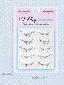5 Pairs Pointed Tail Wet Manga Style Thick Voluminous Curly Spiky Doll Big Eye False Eyelashes Soft Faux Fur For Date And Daily Wear - Black - View 9