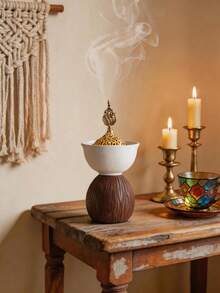 1pc Creative Resin Incense Burner With Lifelike Wood Grain. Refined Modern Design, Great Desktop Decor For Meditation, Yoga, Home, Tea Room And Hotel. Creates Soothing Aroma, Perfect For Festivals, Parties And Unique Gifts. - Incense Burner - View 9