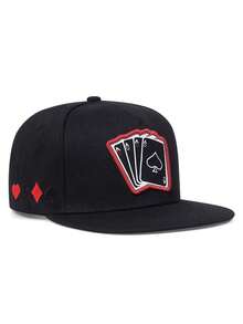 1pc Fashion Hip-Hop Style 4 Poker Cards A Embroidery Baseball Cap, Outdoor Adjustable Sun Hat, Daily Decorative Hat, Unisex Flat Brim Mesh Cap - 4 Aces - View 4