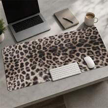 Leather Desk Pad Protector Simulation Grey Leopard Print Pattern Design INS Cool Leather Mouse Pad Office Desk Mat Waterproof Non-Slip PU Desk Blotter Pad Gaming Esports User - View 2