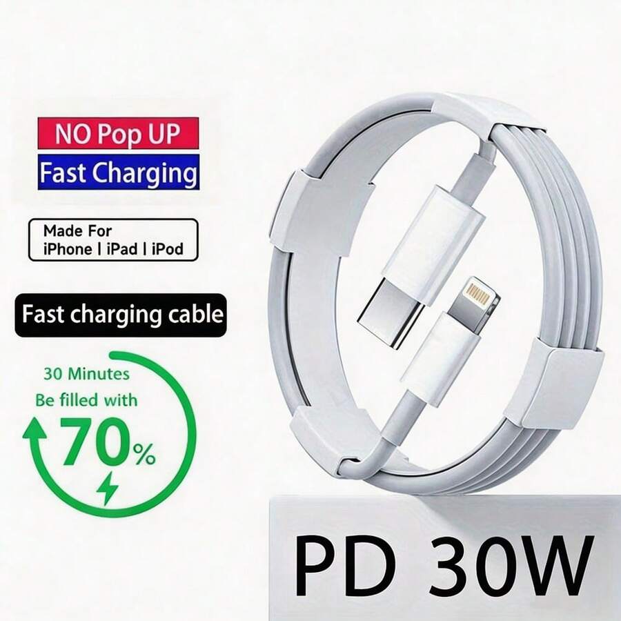 1-3 buah Kabel Transfer Data Kecepatan Tinggi 3,3 kaki/100 cm untuk Pengisian Cepat, Kompatibel dengan iPhone Seri 14/14 Pro Max/14 Pro/14 Plus/14/13/12/11/XS/XR/8/7/6 - Putih - View 1