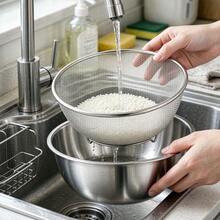 2pcs Stainless Steel Kitchen Strainer Set, Vegetable Washing Basket, Fruit Bowl, Rice Strainer, Non-Food Suitable For Washing Vegetables, Fruits, Beans And Pasta - Multiple Sizes - View 7