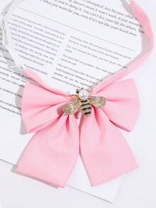 1pc French Delicate Rhinestone Pearl Bee Commute Academy Style Shirt Decorative Bow Tie - Multicolor - View 11