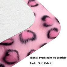 Pink Heart Leopard PU Leather Desk Mat, Large Waterproof Anti-Slip Mouse Pad, Easy Clean Desktop Protector For Office Study Makeup Gaming - View 3