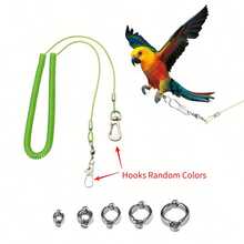 6pcs Set (1 Rope + 5 Rings) Adjustable Parrot Leash With Anti-Bite Foot Ring, 5 Sizes Suitable For Parrots, Small Parrots, Sun Conures, Macaws, Stainless Steel Flight Training Rope And Chest Harness, Suitable For Parrots, Lovebirds, Sun Conures, Macaws, Bird Breeding Supplies - A+B - View 8