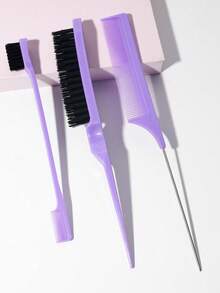 3pcs Hair Brush Set, Includes One Toothed Comb, One Pointed Tail Comb And One Volumizing Brush, Used To Smooth Frizz And Flyaway Hair. - Multicolor - View 2