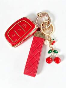 Car Key Cover Compatible With Beijing Langdong, Lingdong, Mingtu, Ix35, Ix25, Tucson, Sonata, 9-Button, Reina, Cherry Pendant, PU Rope - A - View 10