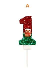 Christmas Theme Red & Green Reindeer Birthday Number Candles, Autumn Decor, Souvenirs, Camping, Kitchen, Christmas, Party Gifts, Kitchenware, Home Decor & Accessories, Party Supplies & Setup - View 4