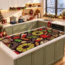 1pc Christmas Themed Printed Pattern Dish Drying Mat, Kitchen Countertop Bowl & Plate Rubber Bottom Drying Pad, Party Decoration, Super Absorbent Hidden Stain Dish Drying Mat, Soft Diatomaceous Earth With Rubber Backing Multi-Functional Kitchen Home Mat, Quick Dry Mat For Coffee Machine & Dish Rack, Kitchen Countertop Coffee Mat & Dish Drying Pad - LL LSD017 - View 4
