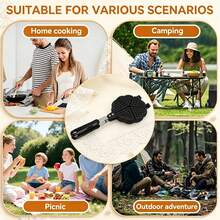 1pc Outdoor Home Breakfast Pan, Multi-Function Waffle Mold, Double-Sided Non-Stick Coating, Easy To Clean, Gas Stove Only, Simple Operation, Essential Kitchen Cookware - View 3