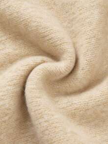 Spring/Autumn Multi-Color Contrast Collar Long Sleeve Half-Button Cardigan Sweater - Light Apricot and Brown - View 11