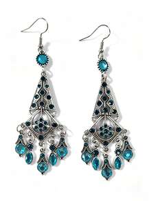 1 Pair Chinese Style High-End Colorful Rhinestone Women's Earrings - Antiquity - View 2