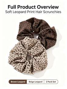2/1 buah Ikat Rambut Kain Motif Leopard Cokelat, Gaya Vintage Sederhana Sempurna untuk Kerja dan Jalan-jalan, Gaya Rambut Ekor Kuda Retro Rapi, Aksesori Rambut yang Cocok untuk Sehari-hari - Beraneka warna - View 2
