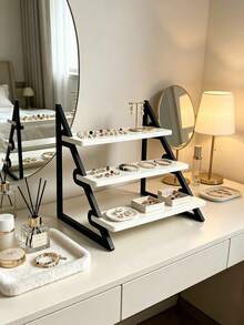 3-Tier Stepped Display Stand, Desktop Tiered Jewelry Storage Rack, Length 20cm/7.87in, Suitable For Small Item Display, Jewelry Tower - Multicolor - View 1