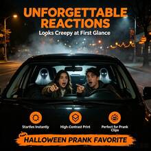 2pcs Halloween Scary Ghost Bride Car Headrest Covers, Thrilling Phantom Style Headrest Towels, Halloween Holiday Party Car Interior Decoration - Black - View 2