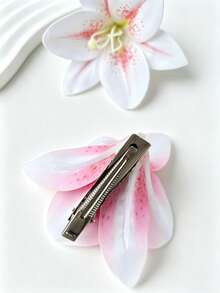 2Pcs Original Design 10cm Lily Flower Hair Clips, Bohemian Vacation Floral Hair Barrettes For Women Beach Hair Accessories - Multicolor - View 5