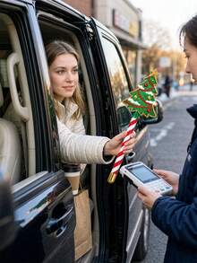 1 buah Tongkat Pembayaran Nirsentuh Pohon Natal, Tempat Kartu Natal Berkilau dengan Pegangan Permen Tongkat, Aksesori Kasir Liburan Kreatif, Hadiah Belanja Natal - Tongkat pembayaran - View 7