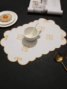 1-6pcs Thanksgiving Pumpkin Embroidered Placemats, Wavy Edge Fabric Table Mats For Room Decor, Dining Table Decor, Home Decor - Multicolor - View 8