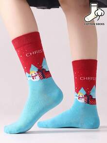 1/3/5 Pairs Christmas Pattern Socks, Cute Unisex Christmas Socks, Warm Winter Socks, Holiday Gift Socks - Multicolor - View 3