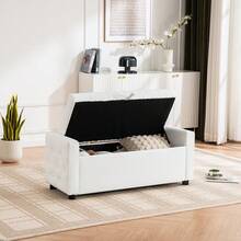 Rectangular Ottoman With Storage, Upholstered In Faux Leather, Button-Tufted Bench For Bedroom, Living Room, Entryway, Hallway, Supports Up To 150 Kg, Elegant And Functional. WL - 1 - View 1