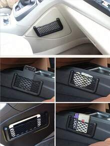 5/3/2/1pc Car Storage Net Bag - Durable Mesh Hanging Organizer For Vehicle Trunk And Backseat, Universal Cargo Net With Elastic Edges For Secure Storage, Multifunctional Car Travel Essentials For Groceries, Tools, Toys, Emergency Kits - Black - View 10