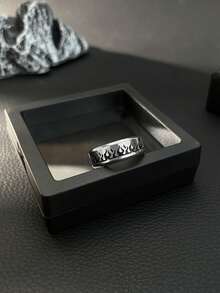 Cool Street‑Style Men Ring, Vintage Stainless Steel, Ring With Surrounding Flame Engraving, Jewelry For Men Daily Wear - Silver - View 5