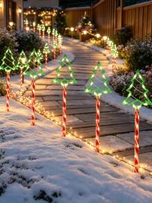 1pc Solar Christmas Tree Light, Waterproof Christmas Tree Design Lawn Decorative Light, Suitable For Christmas Tree Decoration, Winter Outdoor Garden Courtyard, Path, Fence, Step, Terrace, And Christmas Party Atmosphere Lights - Christmas Tree - View 6