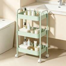 Xe đẩy lưu trữ 3 tầng, kệ tổ chức đa năng bằng kim loại di động với 4 bánh xe xoay, dễ lắp ráp, phù hợp cho nhà bếp, phòng tắm, phòng ngủ, phòng giặt, kệ lưu trữ đa năng - Nhiều màu - Xem 1