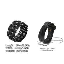 2pcs Black Personalized Fashion Textured Punk Style Sports Bracelet, Suitable For Men's Holiday Party Fashion Wear, Exquisite Gift For Men - Black - View 2