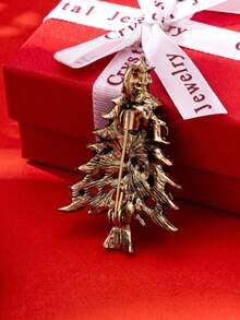 1pc Colorful Christmas Tree Classic Holiday Brooch, Suitable For Women To Wear At Christmas Parties And As Gifts, Versatile Gift Style With Gift Box - Multicolor - View 5