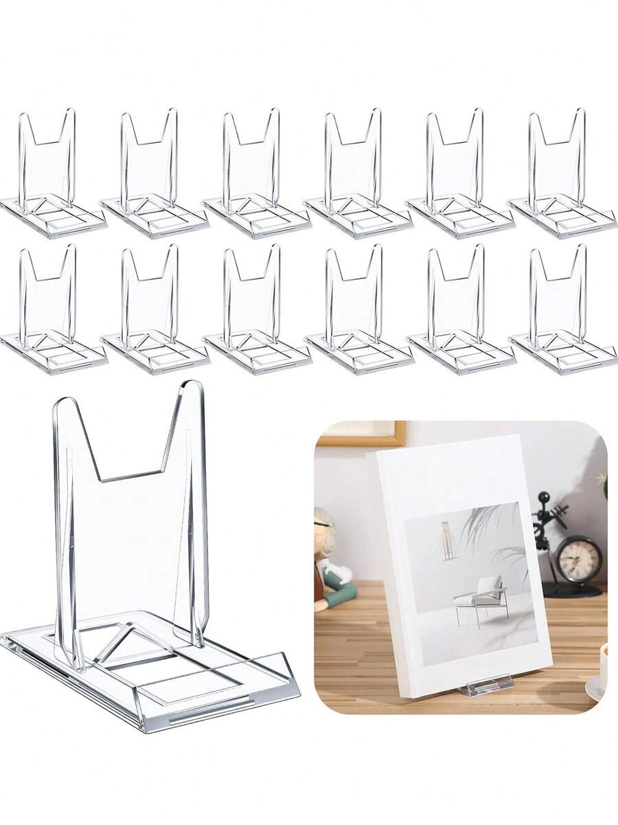 Acrylic Book Stand, Adjustable Clear Book Display Stand, Easel Collection Holder, For Home Office, Back To School, Comic Albums, CD Magazines, Postcards Pictures Artwork - Multicolor - View 1