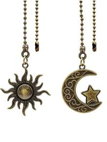 2pcs Solar/Moon-Themed Lighting Accessories: Ceiling Fan Extender, Fan Light Bulb Chain, Switch, Table Lamp Switch, Handles, Zipper. No Electricity Required, No Batteries Needed, No Wireless Connection Necessary. - Multiple Styles - View 8