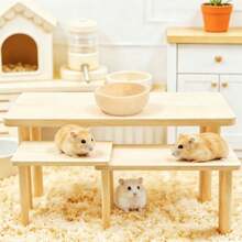 2pcs/Set Hamster Wooden Platform Toy, S/M/L Multiple Sizes (Smooth Surface, Thick & Durable), Satisfy Different Hamster Needs, Interesting Climbing Toy, Create Enriching Habitat, Small Pet Toy - View 8