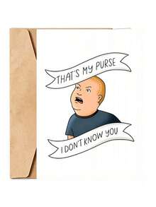 1PC That's My Purse Card, Funny Cartoon Meme Greeting Card With Envelope, Classic Animation Bobby Hill Quote Card, Humorous Novelty Friendship Card, Playful Joke Gift Card For Best Friends - Multicolor - View 8