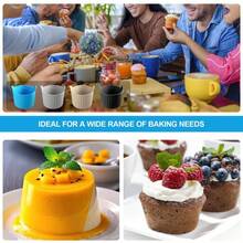 4pcs/1PC Cangkir Panggang Penggorengan Udara Multifungsi, Bahan Silikon, Cangkir Es Krim, Cetakan Kue Pancake Bulat Anti Lengket, Dapat Digunakan Kembali, Distribusi Panas Merata dan Mudah Dilepas, Dengan Desain Tekstur Bergaris, Cocok untuk Membuat Kue, Membuat Es Krim, Peralatan Dapur - MultiWarna - View 4