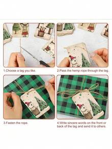 50pcs Cute Christmas Gift Tags With Jute Rope - Fantasy Holiday Design, Includes Bear, Reindeer, Christmas Tree, Angel And Dog, Holiday Paper Party Gift Tags, Suitable For Christmas Gifts, Gift Wrapping And DIY Crafts - Multicolor - View 5