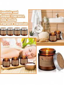 Home Fragrance Aromatherapy Scented Candle Set, Brown Glass Jar Candle With Essential Oil And Matchbox, Bedroom Atmosphere Decor, Holiday Gift - Duoxiang - View 8