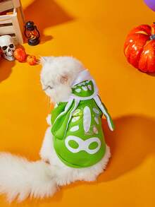 1pc Halloween Rabbit Ear Funny Pattern Pet Sweatshirt, Anti-Flea, Reduces Shedding, Warm & Breathable Dog Vest, Suitable For Small And Large Dogs & Cats, Indoor And Outdoor - Green - View 2