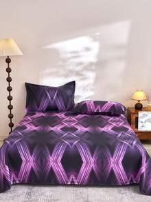 1pc Ultra Soft Printed Bed Sheet, Lightweight As A Cloud, Soft And Breathable, Suitable For Various Bed Types - Single Bed, Double Bed, Queen Bed, King Bed. Machine Washable, Essential For Home And Student Dorms, Back To School Season Must-Have, Suitable For All Seasons, Room Decoration - Multicolor - View 4