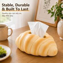 1pc Realistic Bread Shaped Tissue Box, Fun Pretzel Toast Design, Tissue Box Holder Fits 10.92x7.87cm Tissues, Desktop Tissue Organizer, Kitchen Decor And Accessories, Creative Food Themed Home Decor For Living Room Bedroom Office Cafe Bathroom - Multicolor - View 9