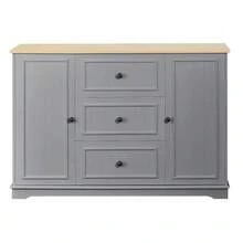 Modern And Elegant Sideboard With 3 Drawers And Refrigerator-Style Doors, Sideboard For Dining Room, Living Room And Entryway (Black) - Grey - View 1