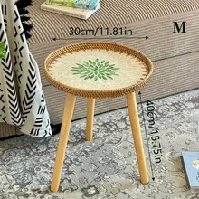 1pc Round Nordic Style Rattan Woven Shell Coffee Table, Handmade Sofa Side Table, Elegant High-End Coffee Table, Balcony Small Table, Welcome Table, Premium Gift For New Homeowners, Available In 2 Sizes - Multicolor - View 11