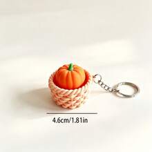 1pc Pumpkin Shaped Keychain, Clickable Basket Pumpkin 3D Printed Keychain Backpack Pendant, Keychain Accessory, Perfect Surprise Gift For Halloween, Christmas Holidays For Friends And Besties. - A - View 5