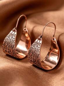 Gmzalx Women's Vintage Bohemian Carved Hoop Earrings, Pattern Accessory, Suitable For Daily Wear, Casual Occasions And Holiday Parties - Bronze - View 12