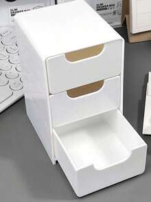 Caja de almacenamiento estilo cajón mini 3/1 piezas, organizador multifuncional, caja de joyería de moda, organizador de escritorio, apto para joyas, pinzas para el cabello, anillos, cosméticos, esencial para el hogar, almacenamiento en el dormitorio, almacenamiento en la oficina, esencial para viajes, esencial para la vuelta a la escuela, también un regalo para mujeres, regalo de Halloween, regalo de Navidad - Blanco - Ver 2