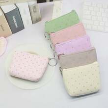 Women's Small Corduroy Coin Purse With Zipper Key Ring Jewelry & Coin Storage Fashion Student Gift - Multicolor - View 6